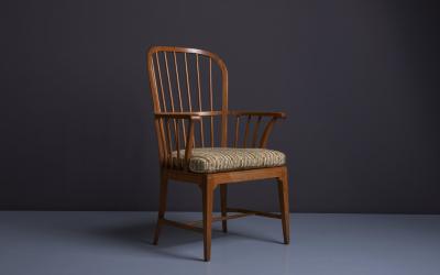 Danish 1950s Oak Windsor Arm Chair with Webbed Seat