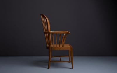 Danish 1950s Oak Windsor Arm Chair with Webbed Seat