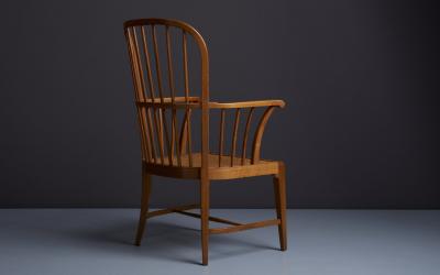 Danish 1950s Oak Windsor Arm Chair with Webbed Seat