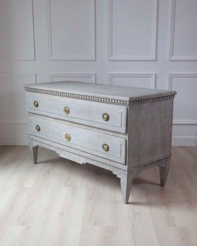 Danish 19th Century Gustavian Grey Painted Chest of Drawers