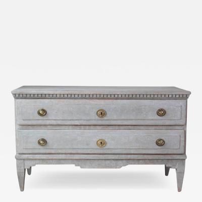 Danish 19th Century Gustavian Grey Painted Chest of Drawers