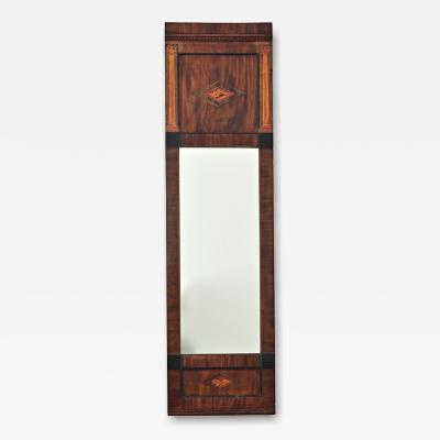 Danish 19th Century Mahogany Inlay Narrow Mirror