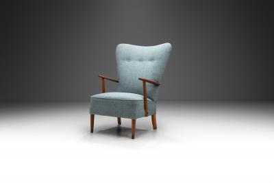 Danish Armchair in Teak with Brass Capped Legs Denmark circa 1950s