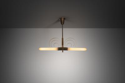 Danish Art Deco Brass Hanging Lamp Denmark 1940s