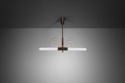 Danish Art Deco Brass Hanging Lamp Denmark 1940s