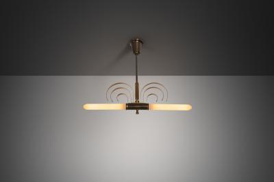 Danish Art Deco Brass Hanging Lamp Denmark 1940s