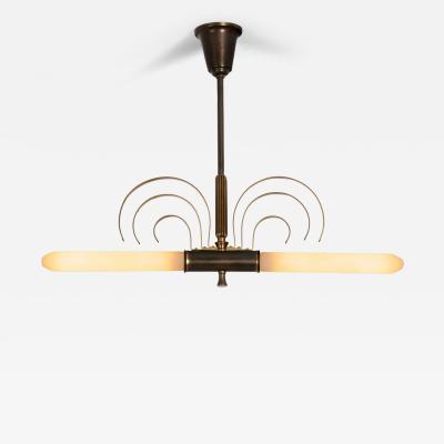 Danish Art Deco Brass Hanging Lamp Denmark 1940s