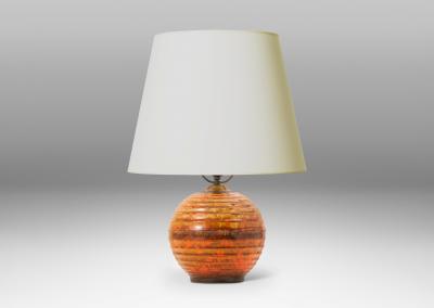 Danish Art Deco Table Lamp in Orange Gold Glaze