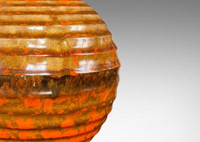 Danish Art Deco Table Lamp in Orange Gold Glaze