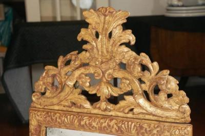 Danish Baroque Carved Giltwood Mirror with Original Plate