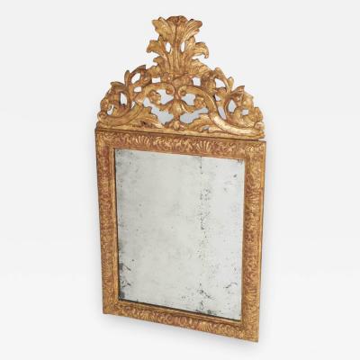 Danish Baroque Carved Giltwood Mirror with Original Plate
