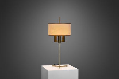 Danish Brass Table Lamp with Tripod Base Denmark 20th century