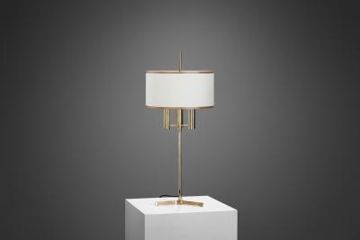 Danish Brass Table Lamp with Tripod Base Denmark 20th century