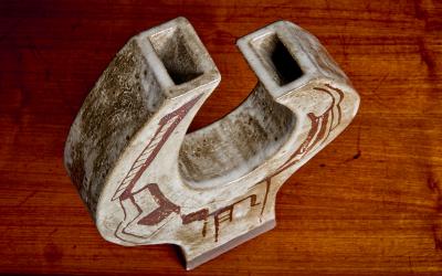 Danish Bullhorn Ceramic Sculpture like Vase signed Jeanette 1970s