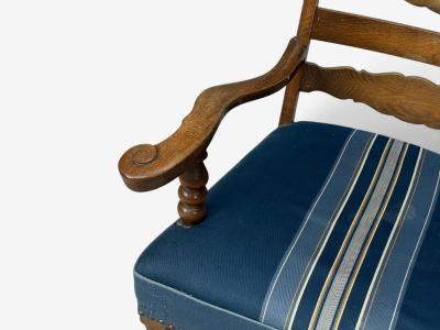 Danish Cabinetmaker Armchair Wool Carved Oak Denmark 1920s