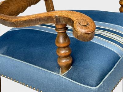 Danish Cabinetmaker Armchair Wool Carved Oak Denmark 1920s