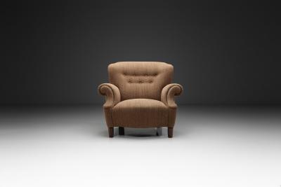 Danish Cabinetmaker Armchair in Light Brown Upholstery Denmark 1940s