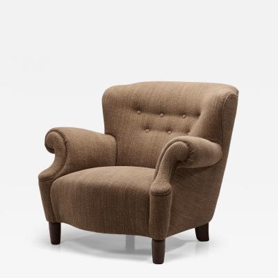 Danish Cabinetmaker Armchair in Light Brown Upholstery Denmark 1940s