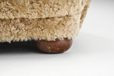 Danish Cabinetmaker Armchair in Warm Sheepskin Denmark ca 1950s