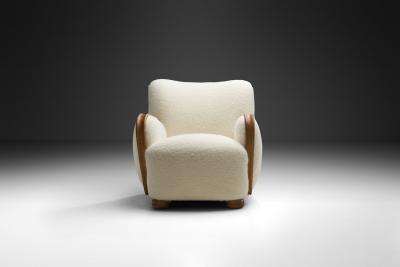 Danish Cabinetmaker Armchair with Curved Armrests Denmark 1940s