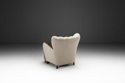 Danish Cabinetmaker Armchair with Oak Overlays Denmark ca 1950s