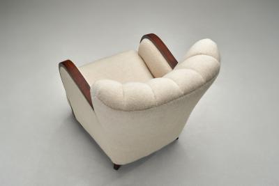 Danish Cabinetmaker Armchair with Oak Overlays Denmark ca 1950s
