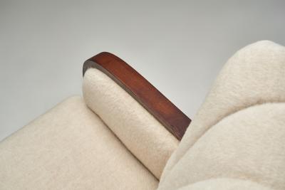 Danish Cabinetmaker Armchair with Oak Overlays Denmark ca 1950s