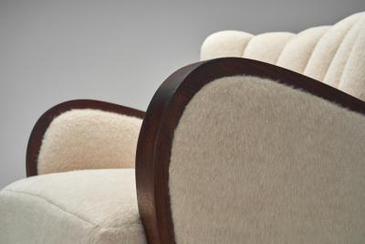 Danish Cabinetmaker Armchair with Oak Overlays Denmark ca 1950s