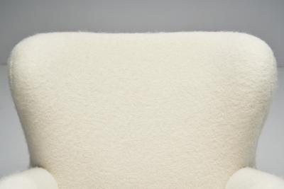 Danish Cabinetmaker Armchair with Ottomans Upholstered in Wool Denmark ca 1950s