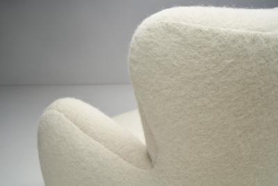 Danish Cabinetmaker Armchair with Ottomans Upholstered in Wool Denmark ca 1950s