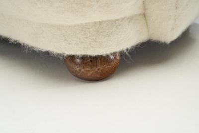 Danish Cabinetmaker Armchair with Ottomans Upholstered in Wool Denmark ca 1950s