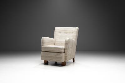 Danish Cabinetmaker Armchair with Stained Beech Legs Denmark ca 1940s