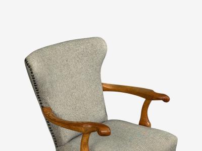 Danish Cabinetmaker Armchairs Oak Gray Wool Denmark 1950s
