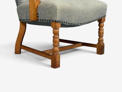 Danish Cabinetmaker Armchairs Oak Gray Wool Denmark 1950s