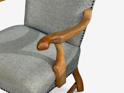 Danish Cabinetmaker Armchairs Oak Gray Wool Denmark 1950s
