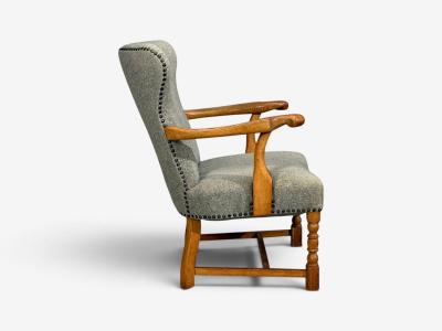 Danish Cabinetmaker Armchairs Oak Gray Wool Denmark 1950s