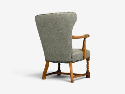 Danish Cabinetmaker Armchairs Oak Gray Wool Denmark 1950s