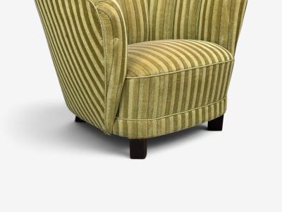 Danish Cabinetmaker Banana Lounge Chairs Beech Velour Denmark 1940s