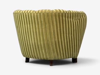 Danish Cabinetmaker Banana Lounge Chairs Beech Velour Denmark 1940s