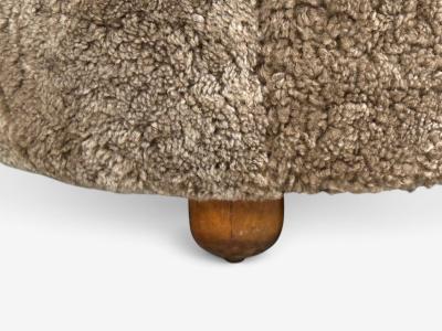 Danish Cabinetmaker Banana Sofa Sahara Sheepskin Beechwood Denmark 1940s
