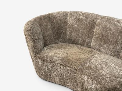Danish Cabinetmaker Banana Sofa Sahara Sheepskin Beechwood Denmark 1940s