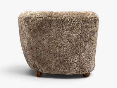 Danish Cabinetmaker Banana Sofa Sahara Sheepskin Beechwood Denmark 1940s