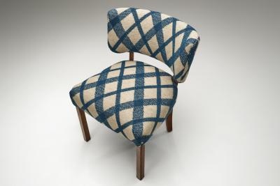 Danish Cabinetmaker Dressing Chair with Patterned Upholstery Denmark 1930s