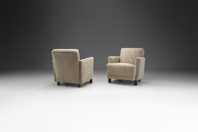 Danish Cabinetmaker Easy Chairs with Stained Beech Legs Denmark ca 1950s