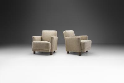 Danish Cabinetmaker Easy Chairs with Stained Beech Legs Denmark ca 1950s