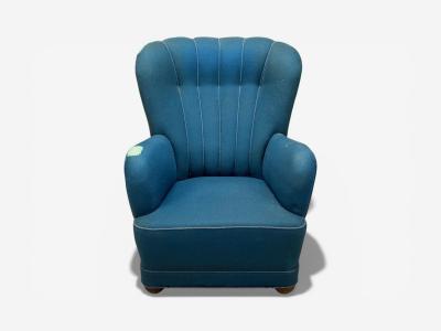 Danish Cabinetmaker Lounge Chair Beech Wool Denmark 1930s