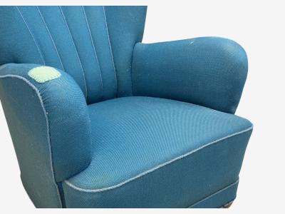 Danish Cabinetmaker Lounge Chair Beech Wool Denmark 1930s