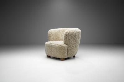 Danish Cabinetmaker Lounge Chair in Sheepskin Denmark 1940s