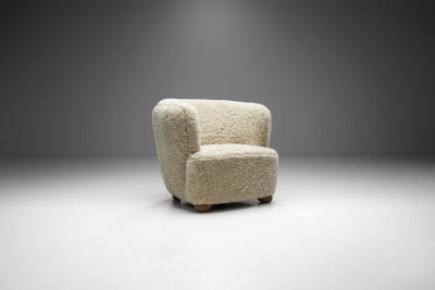 Danish Cabinetmaker Lounge Chair in Sheepskin Denmark 1940s