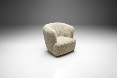 Danish Cabinetmaker Lounge Chair in Sheepskin Denmark 1940s